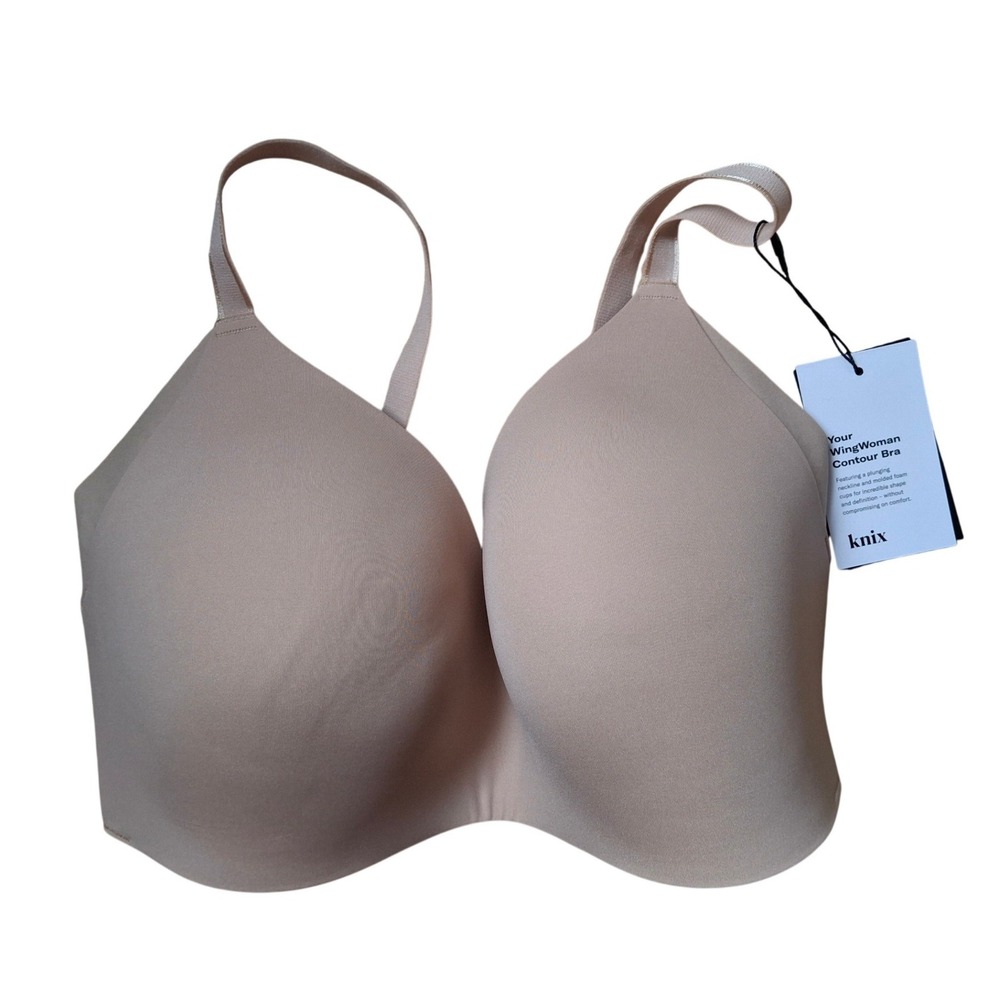 NWT Knix WingWoman Contour Bra 34 E/DDD Warm Sand Beige Wireless Size 6+‎